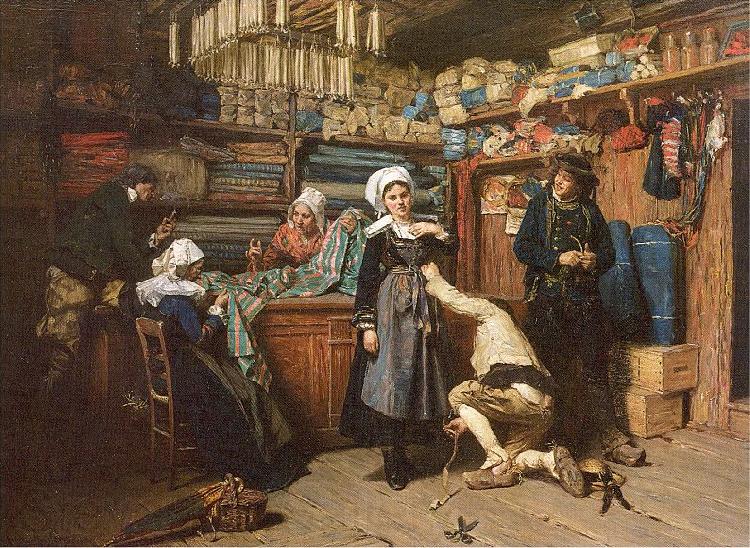 Mosler, Henry Buying the Wedding Trousseau Norge oil painting art